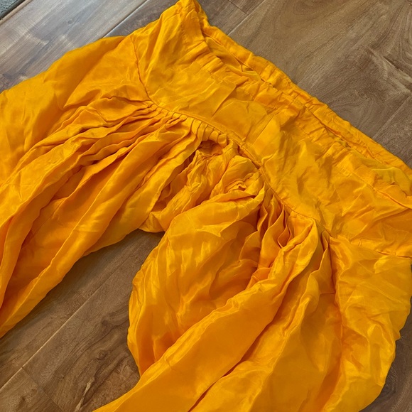 Three Piece Indian Mustard Yellow Folkari Jago Suit - Picture 8 of 11